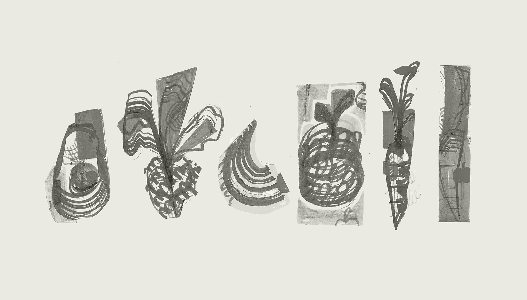 grey fruit doodles